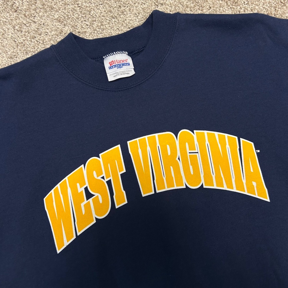 West Virginia Crewneck Sweatshirt Men Size XL Hanes Mountaineers Navy Blue
